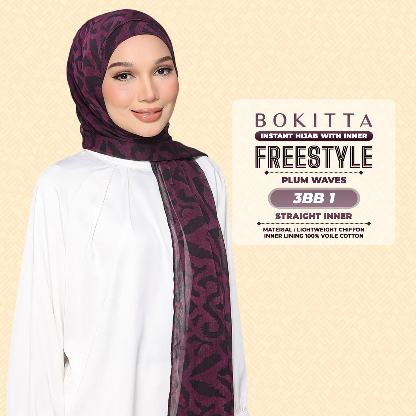 Bokitta Hijab Inspired Plum Waves Freestyle & Voila With Inner Collection