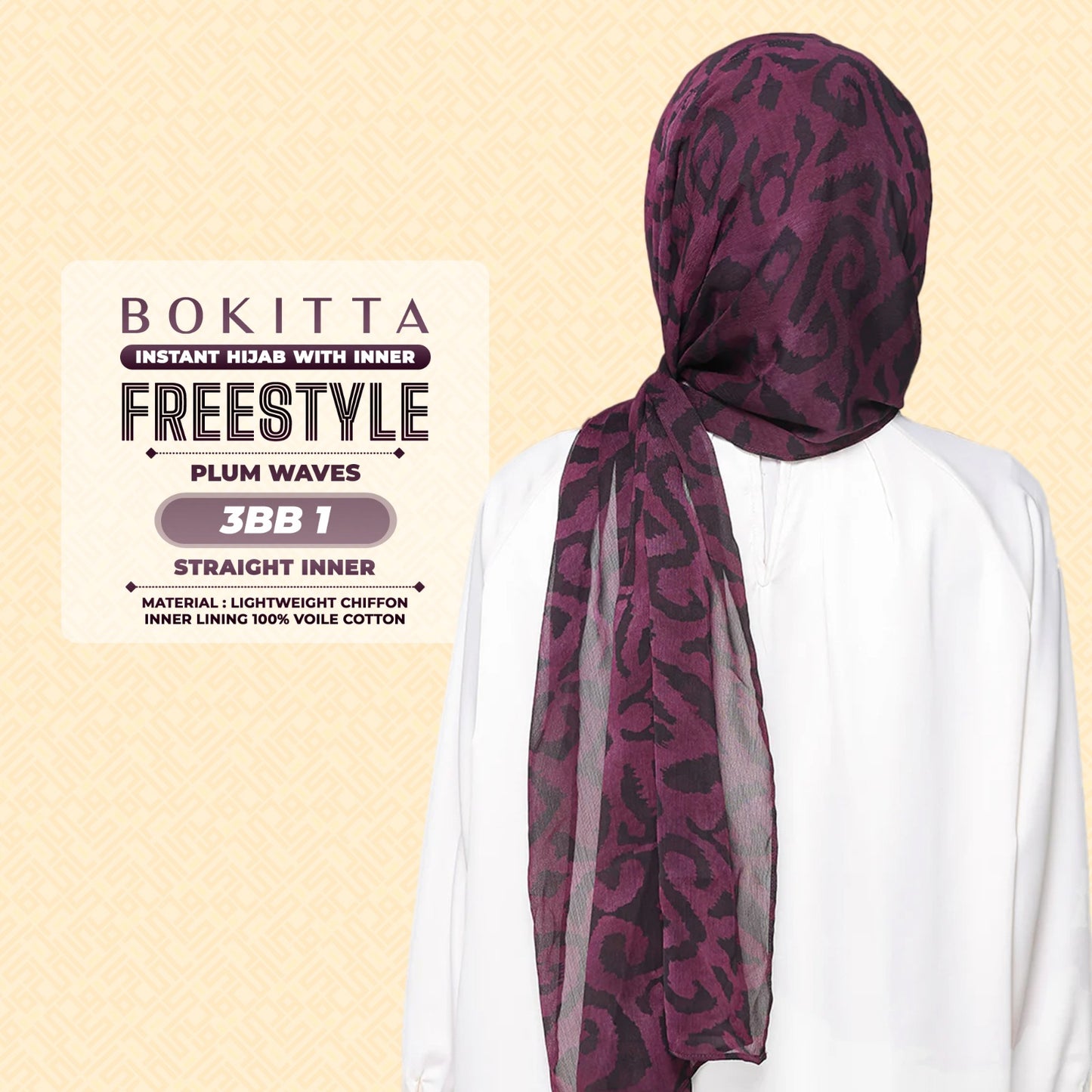 Bokitta Hijab Inspired Plum Waves Freestyle & Voila With Inner Collection