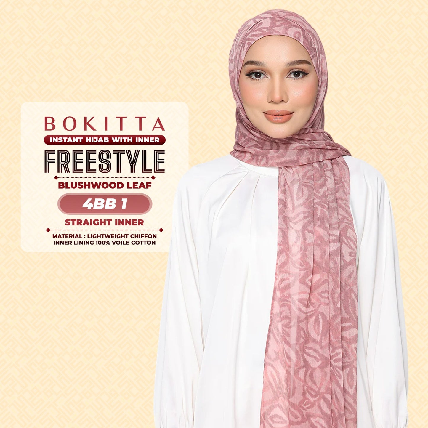 Bokitta Hijab Inspired Bushwood Leaf, Scarlet-Leaf Freestyle & Voila With Inner Collection