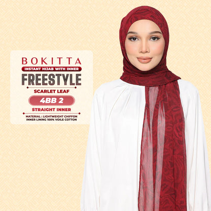 Bokitta Hijab Inspired Bushwood Leaf, Scarlet-Leaf Freestyle & Voila With Inner Collection