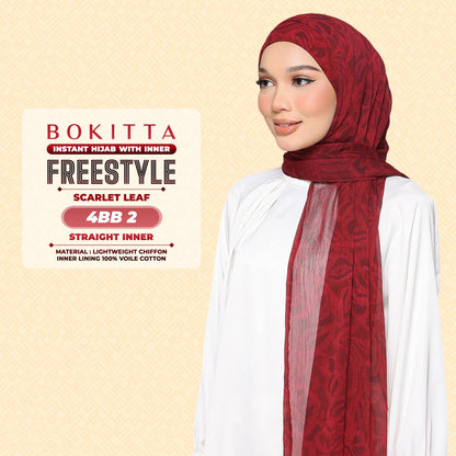 Bokitta Hijab Inspired Bushwood Leaf, Scarlet-Leaf Freestyle & Voila With Inner Collection