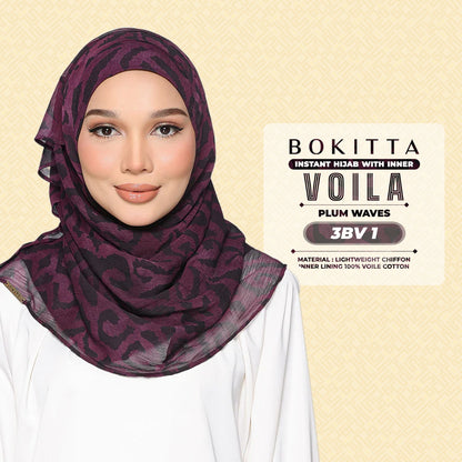 Bokitta Hijab Inspired Plum Waves Freestyle & Voila With Inner Collection