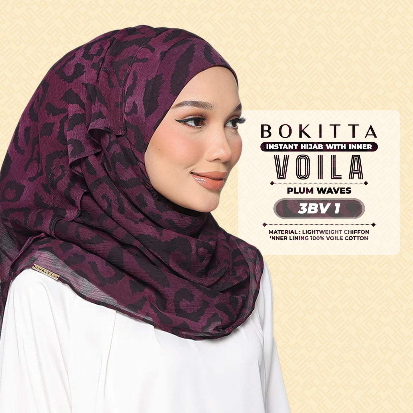 Bokitta Hijab Inspired Plum Waves Freestyle & Voila With Inner Collection