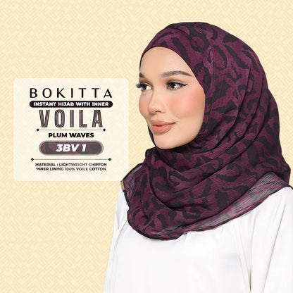 Bokitta Hijab Inspired Plum Waves Freestyle & Voila With Inner Collection