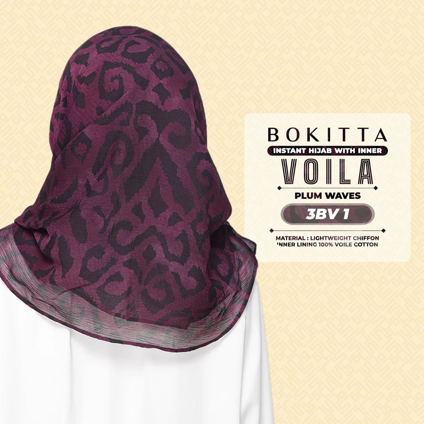 Bokitta Hijab Inspired Plum Waves Freestyle & Voila With Inner Collection