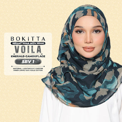 Bokitta Hijab Inspired Emerald Camouflag Freestyle & Voila With Inner Collection