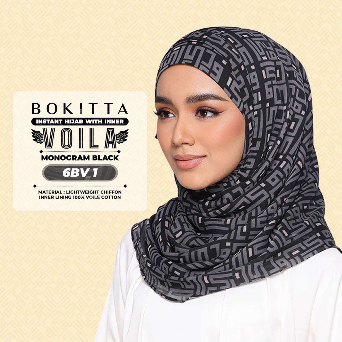 Bokitta Hijab Inspired Monogram 2 Voila Printed Collection