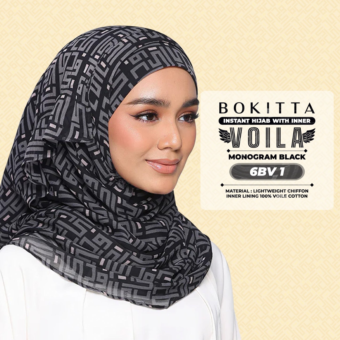 Bokitta Hijab Inspired Monogram 2 Voila Printed Collection