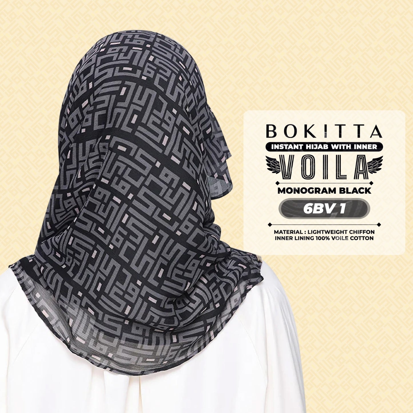 Bokitta Hijab Inspired Monogram 2 Voila Printed Collection