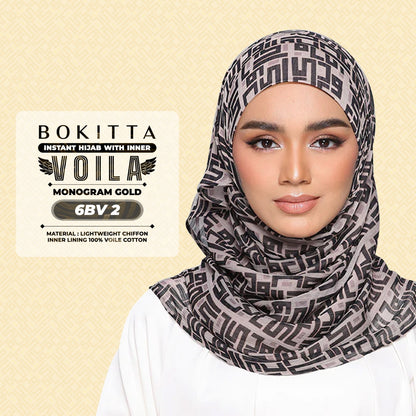 Bokitta Hijab Inspired Monogram 2 Voila Printed Collection