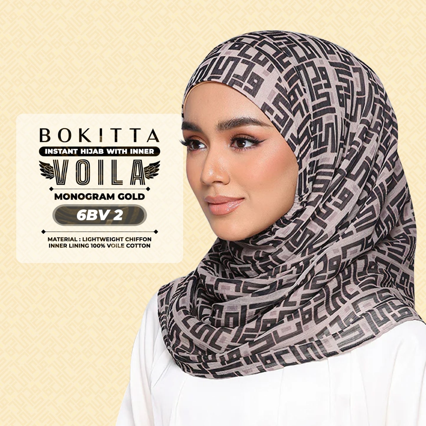 Bokitta Hijab Inspired Monogram 2 Voila Printed Collection