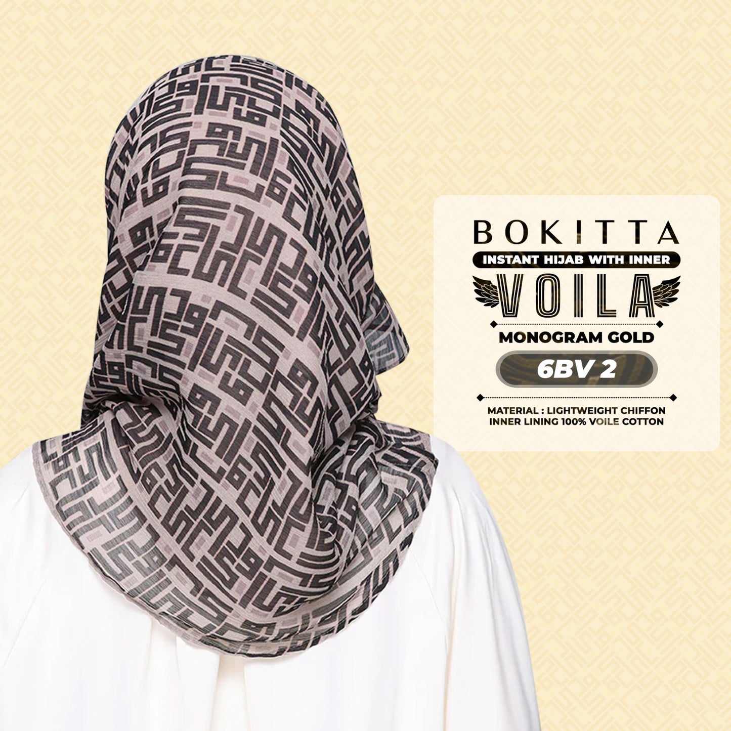 Bokitta Hijab Inspired Monogram 2 Voila Printed Collection