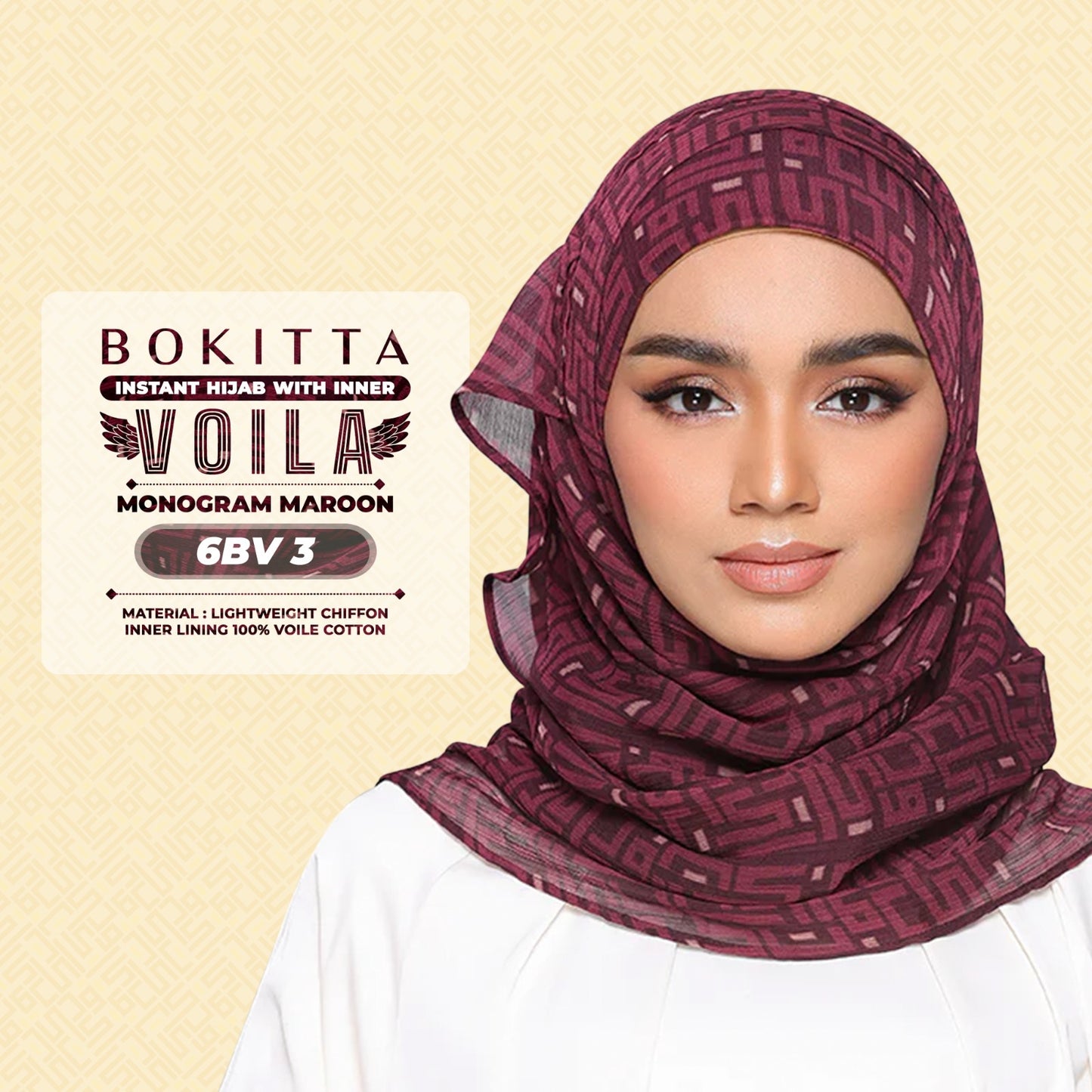 Bokitta Hijab Inspired Monogram 2 Voila Printed Collection