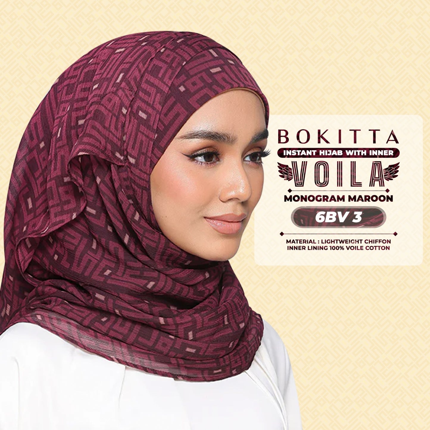 Bokitta Hijab Inspired Monogram 2 Voila Printed Collection