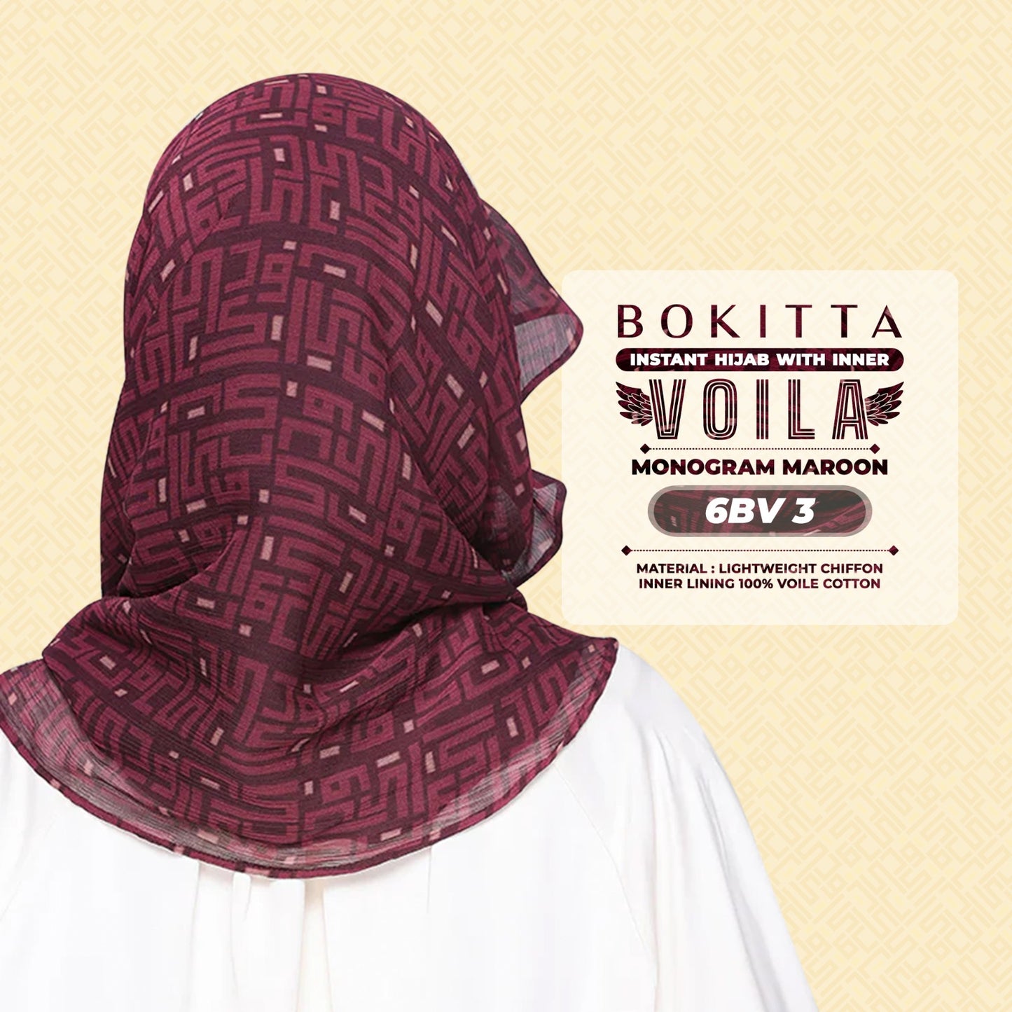 Bokitta Hijab Inspired Monogram 2 Voila Printed Collection