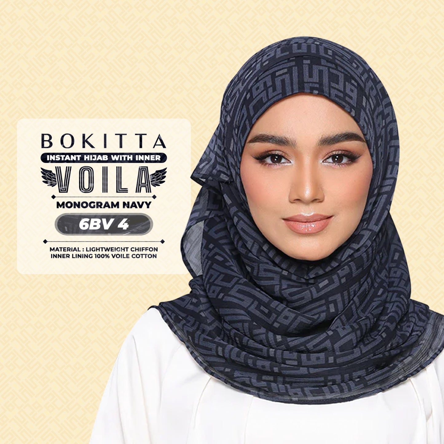 Bokitta Hijab Inspired Monogram 2 Voila Printed Collection