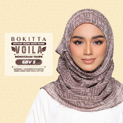 Bokitta Hijab Inspired Monogram 2 Voila Printed Collection