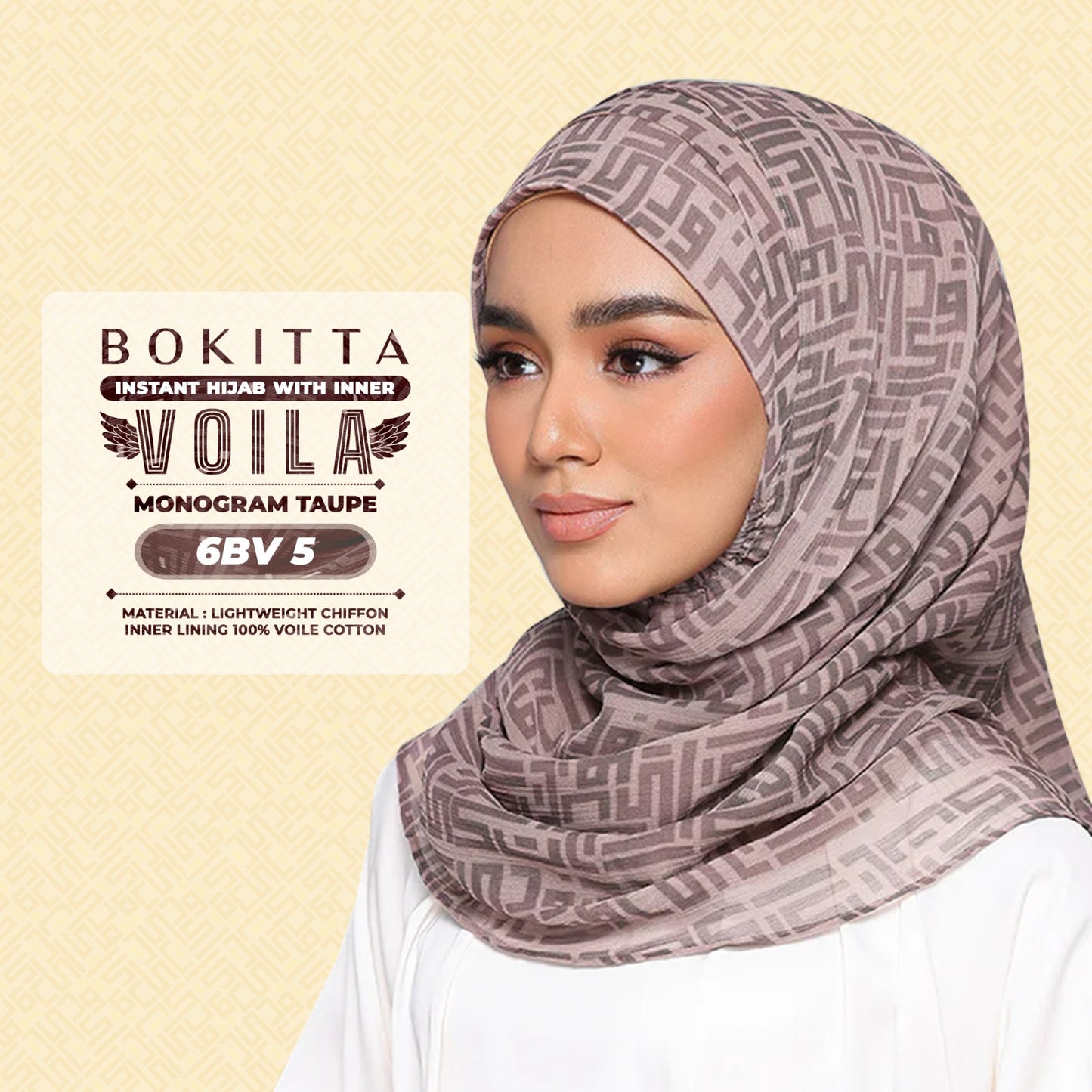 Bokitta Hijab Inspired Monogram 2 Voila Printed Collection