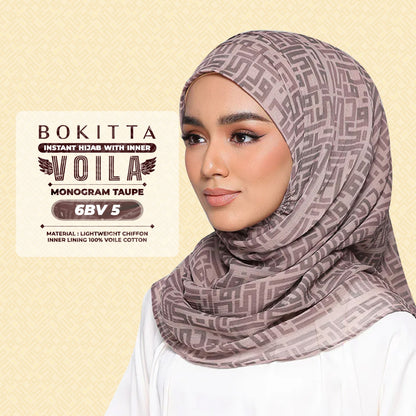 Bokitta Hijab Inspired Monogram 2 Voila Printed Collection