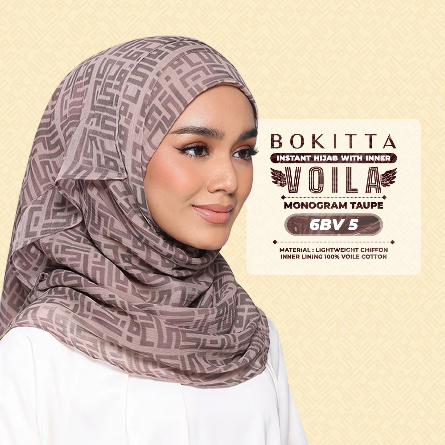 Bokitta Hijab Inspired Monogram 2 Voila Printed Collection