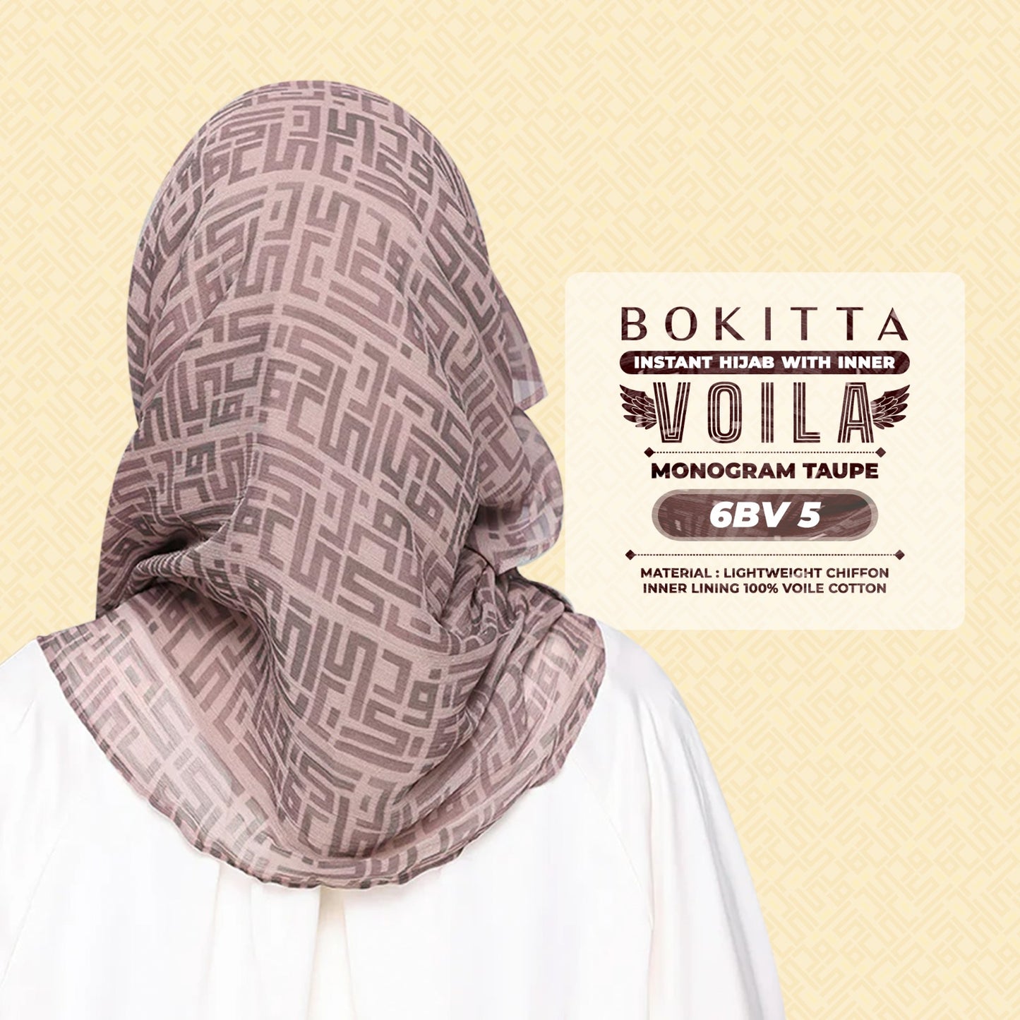 Bokitta Hijab Inspired Monogram 2 Voila Printed Collection