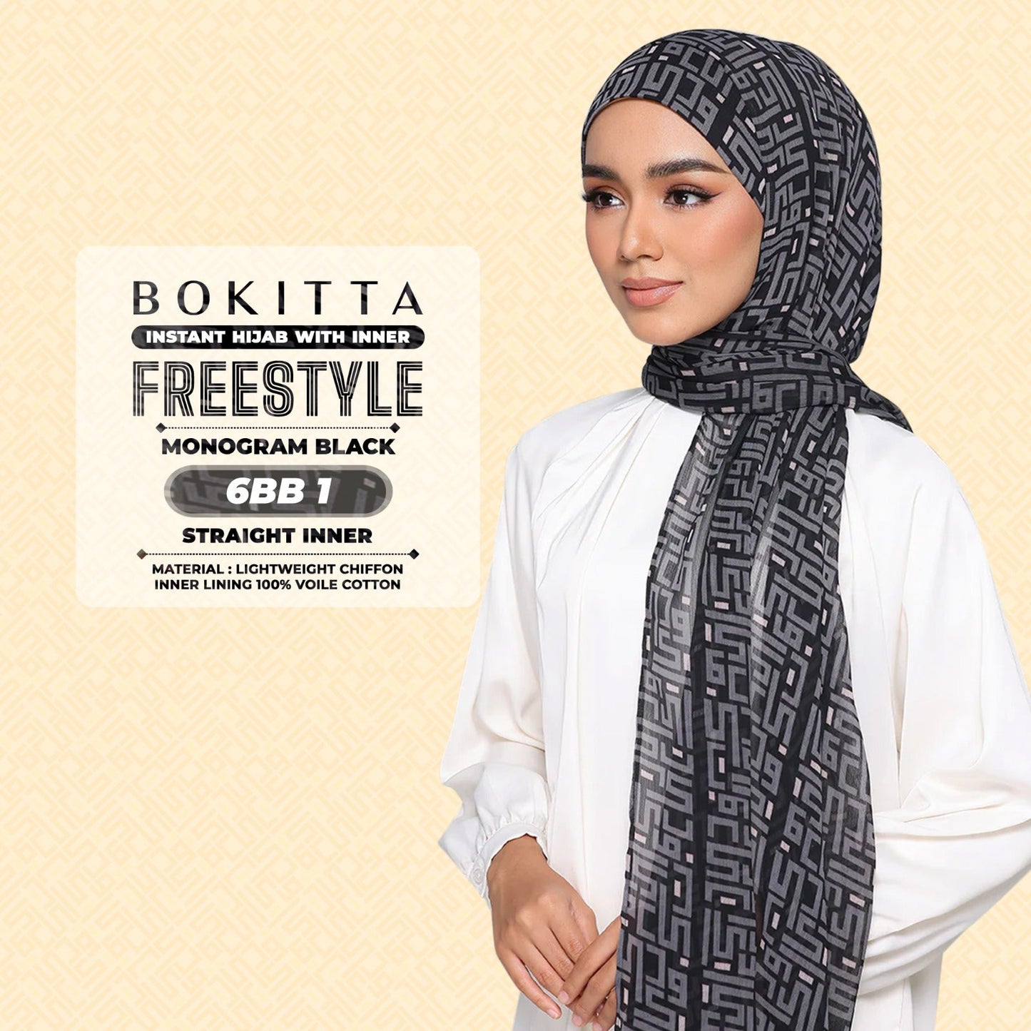 Bokitta Inspired Monogram 2 In Black Collection - Free Box