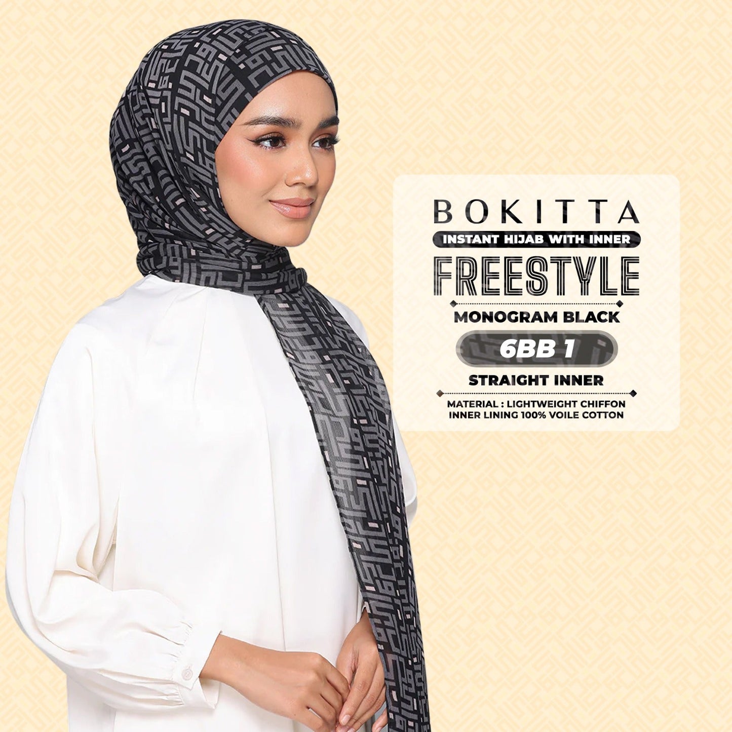 Bokitta Inspired Monogram 2 In Black Collection - Free Box