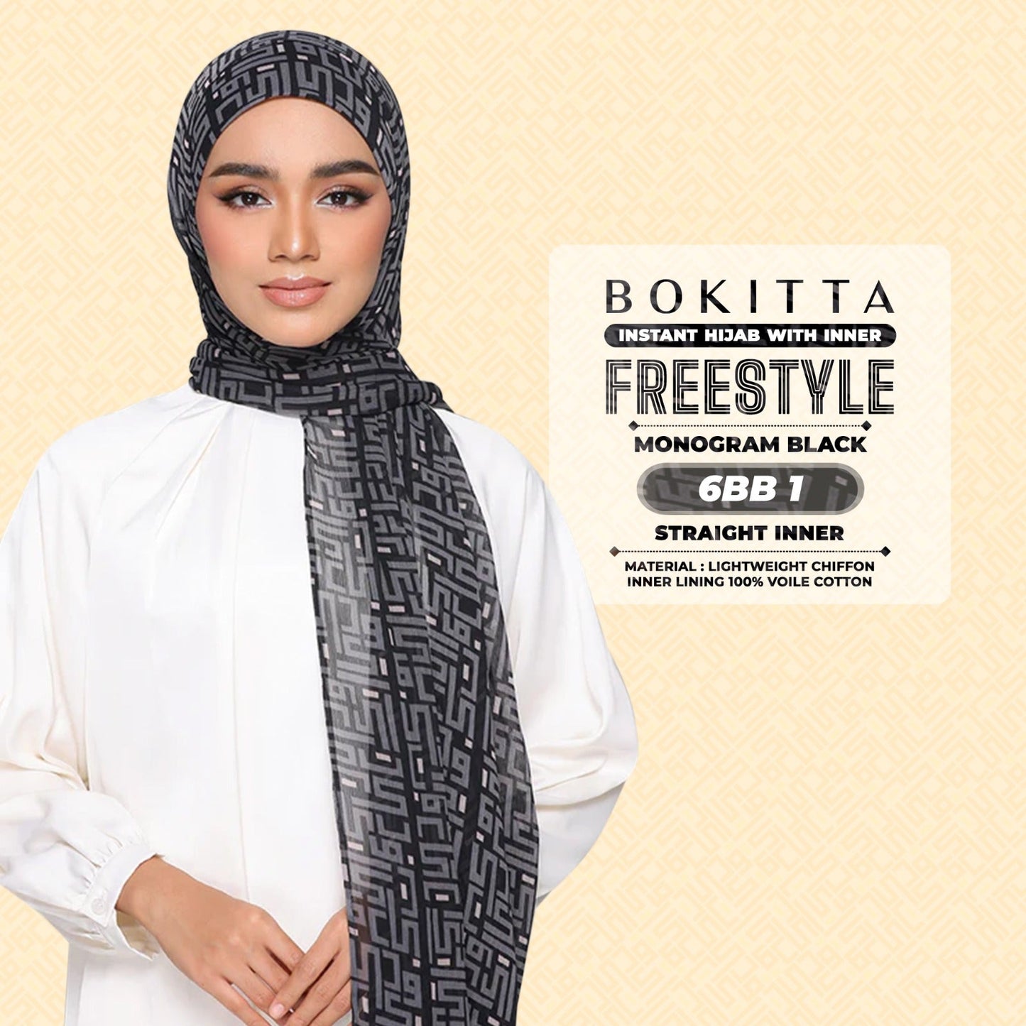 Bokitta Inspired Monogram 2 In Black Collection - Free Box