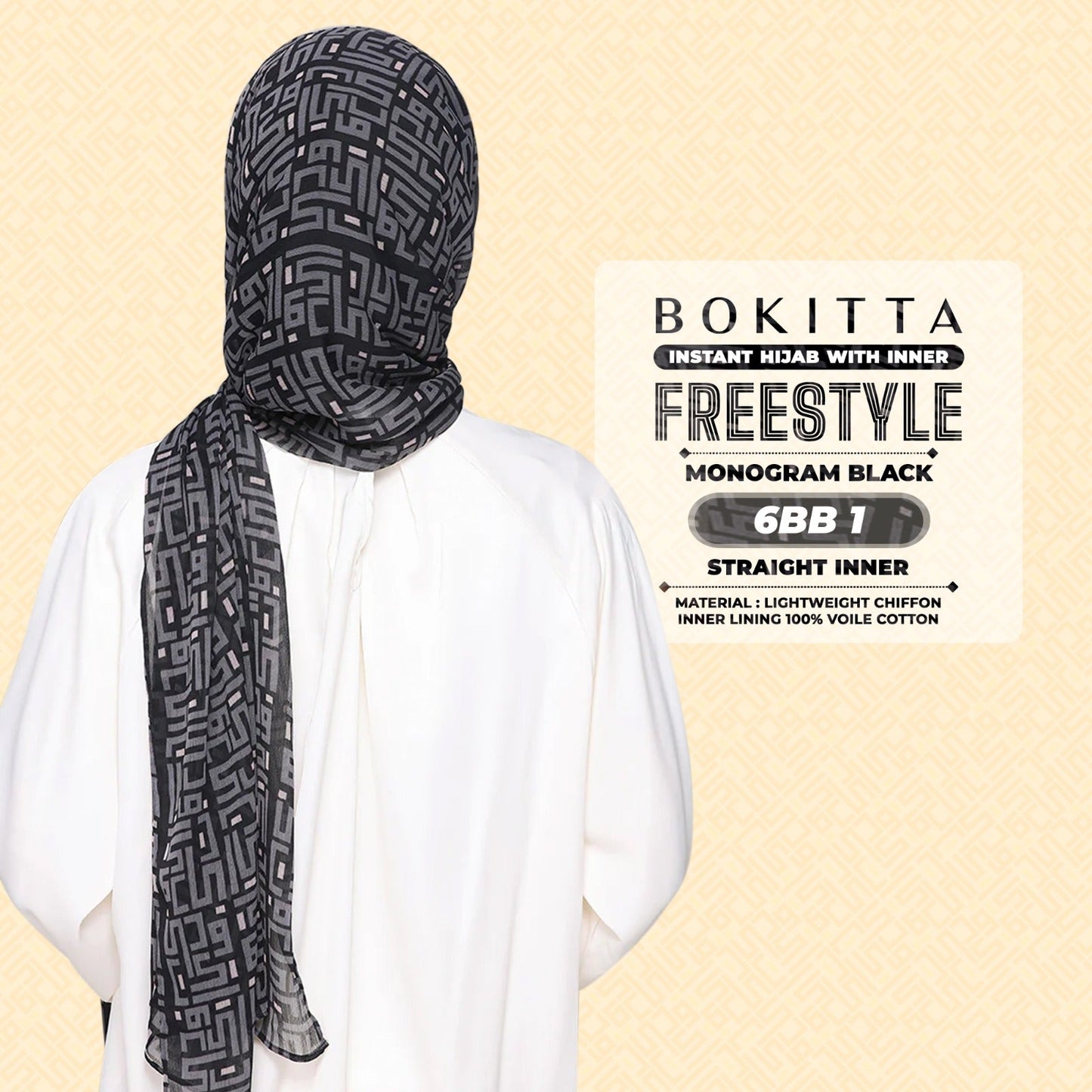 Bokitta Inspired Monogram 2 In Black Collection - Free Box