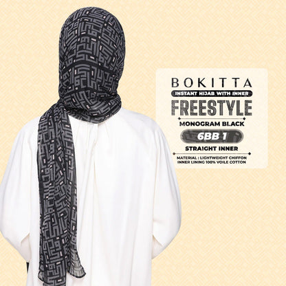 Bokitta Inspired Monogram 2 In Black Collection - Free Box