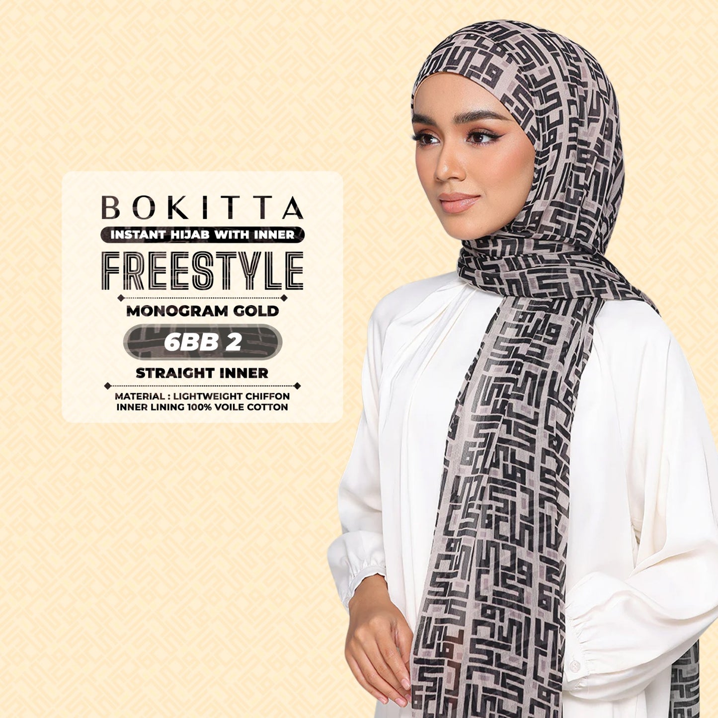 Bokitta Hijab Inspired Monogram 2 Freestyle Printed Collection With Box