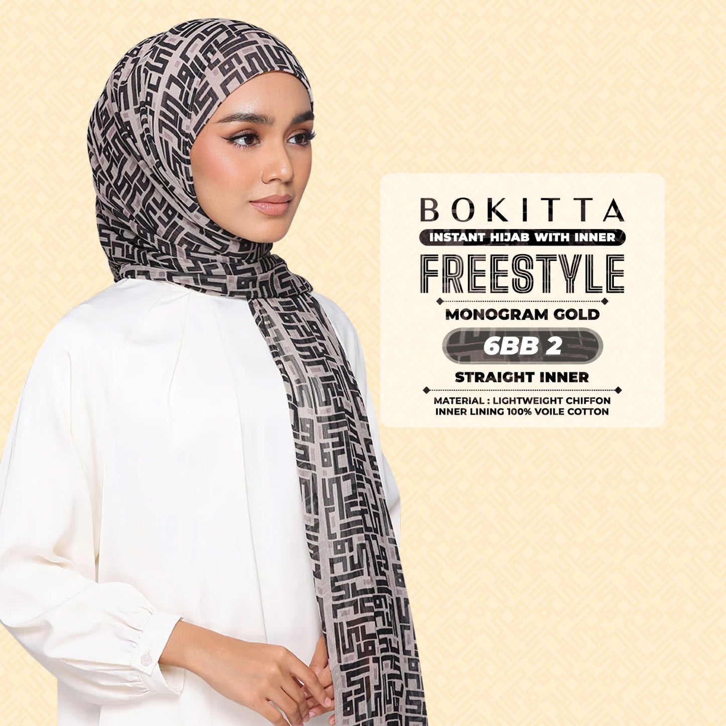 Bokitta Hijab Inspired Monogram 2 Freestyle Printed Collection With Box