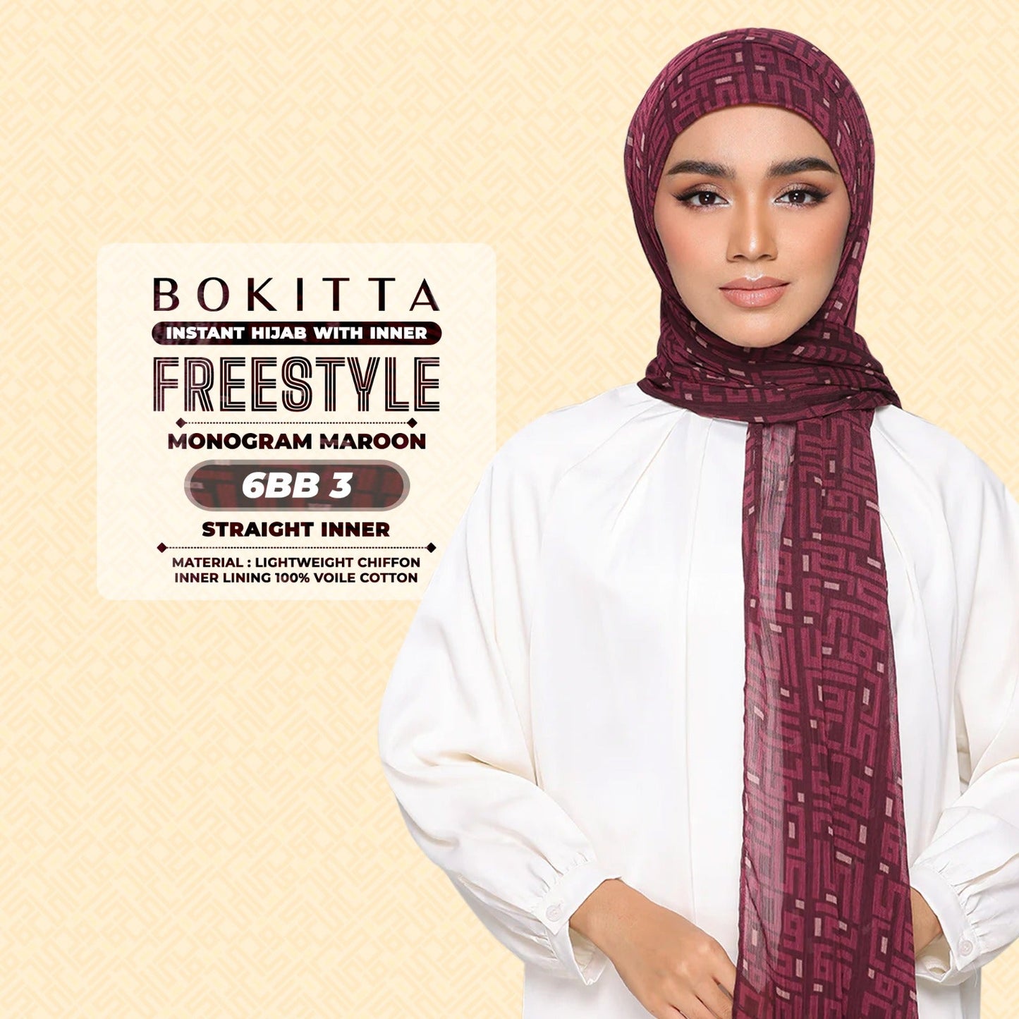Bokitta Inspired Monogram 2 In Maroon Collection - Free Box