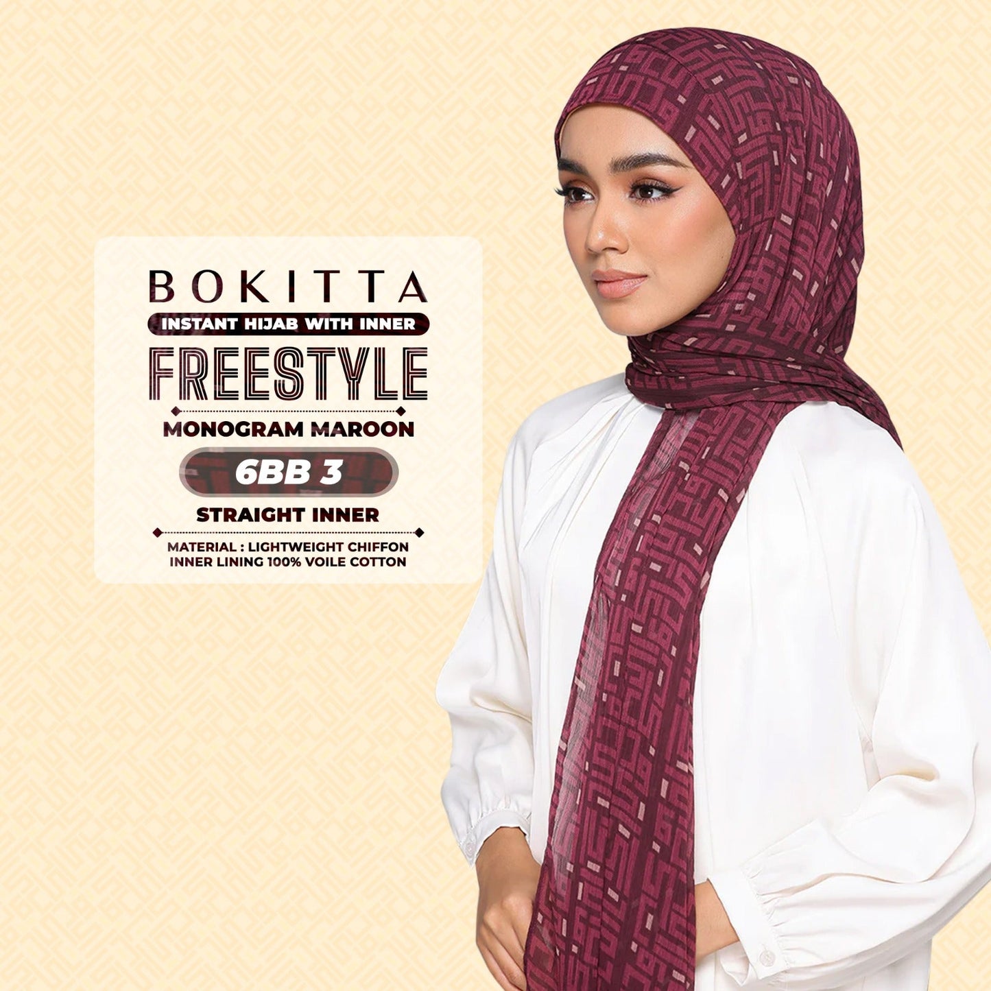 Bokitta Inspired Monogram 2 In Maroon Collection - Free Box