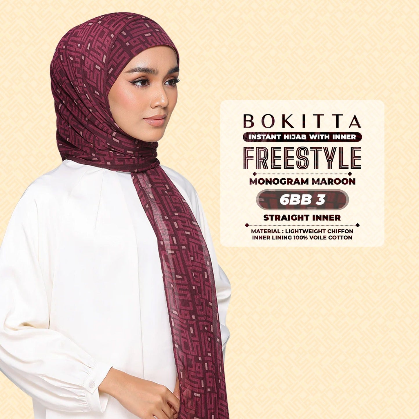 Bokitta Inspired Monogram 2 In Maroon Collection - Free Box