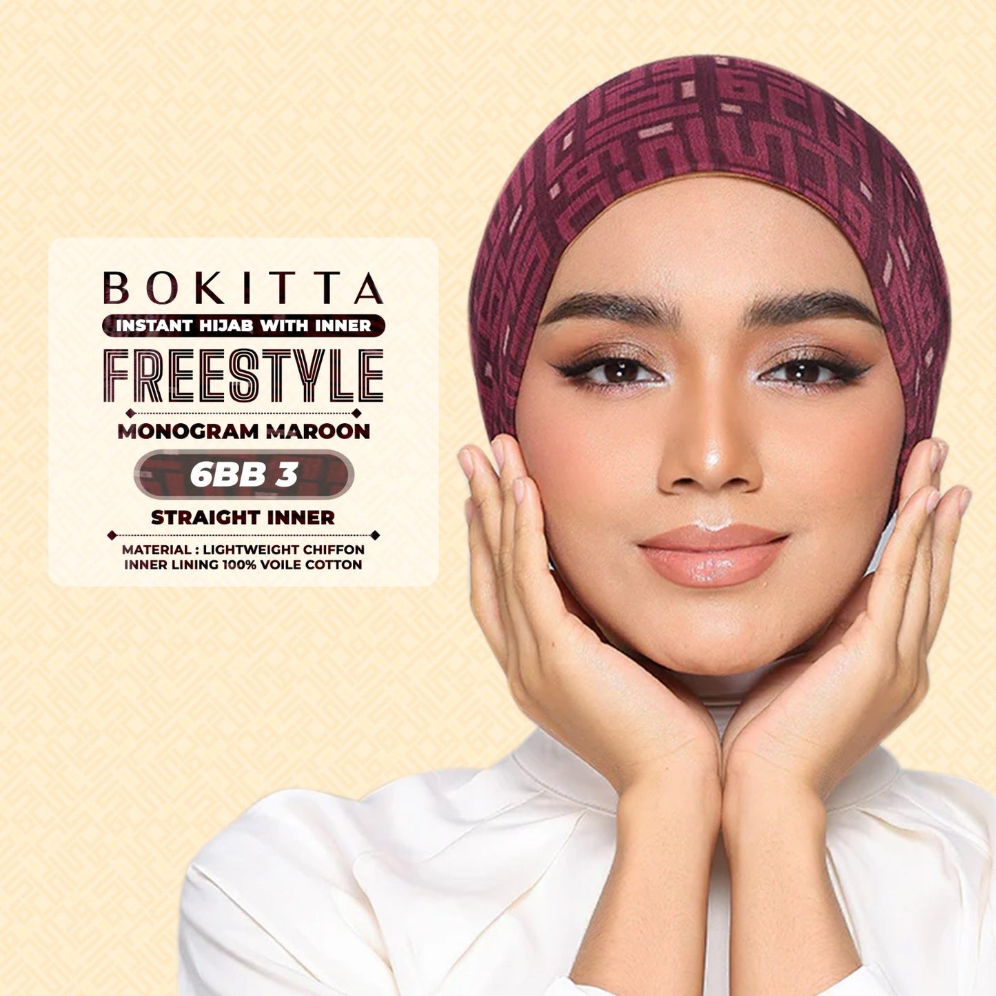 Bokitta Inspired Monogram 2 In Maroon Collection - Free Box