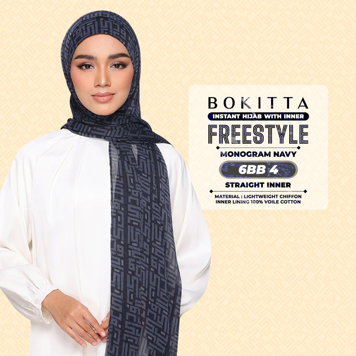 Bokitta Inspired Monogram 2 In Navy Collection - Free Box