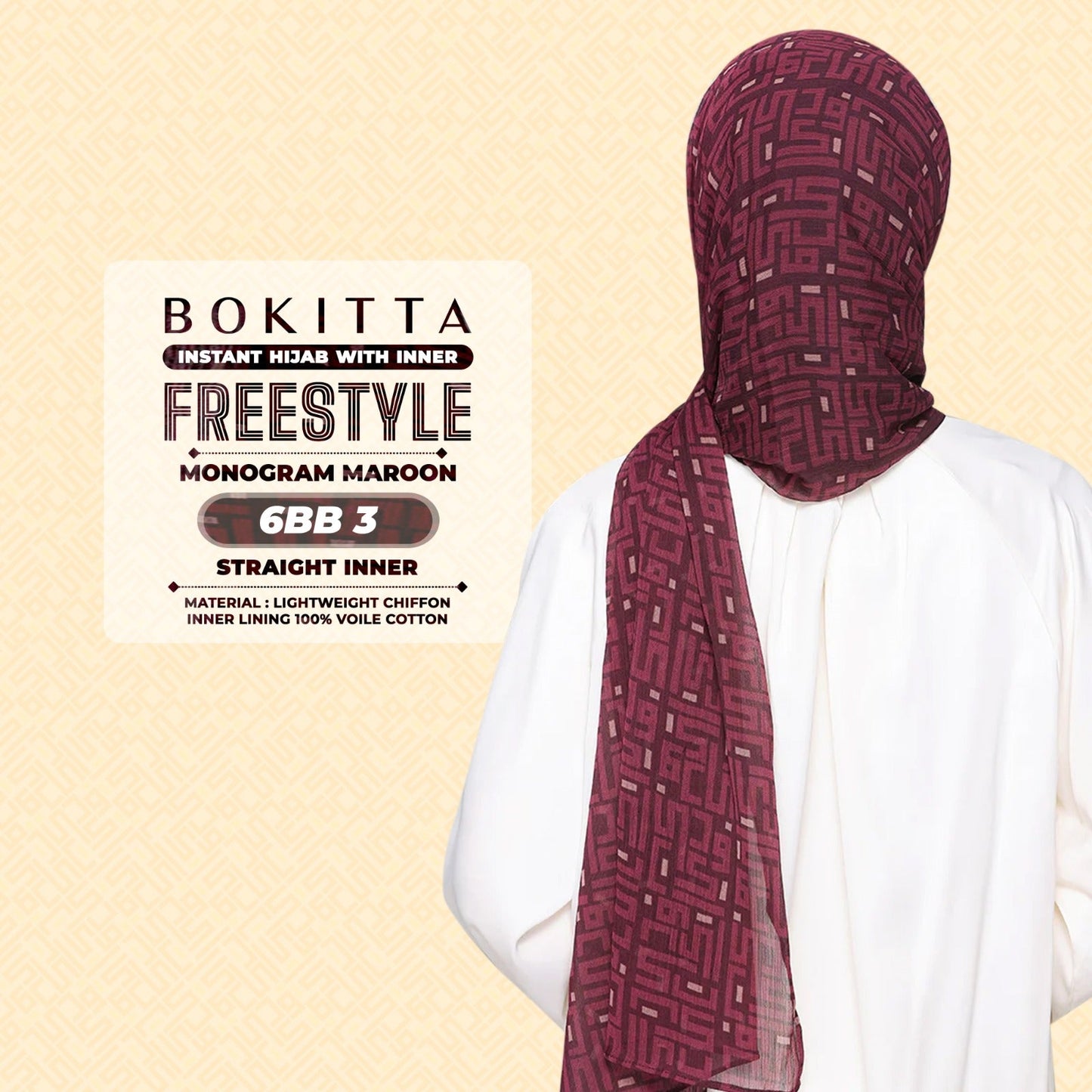 Bokitta Inspired Monogram 2 In Maroon Collection - Free Box
