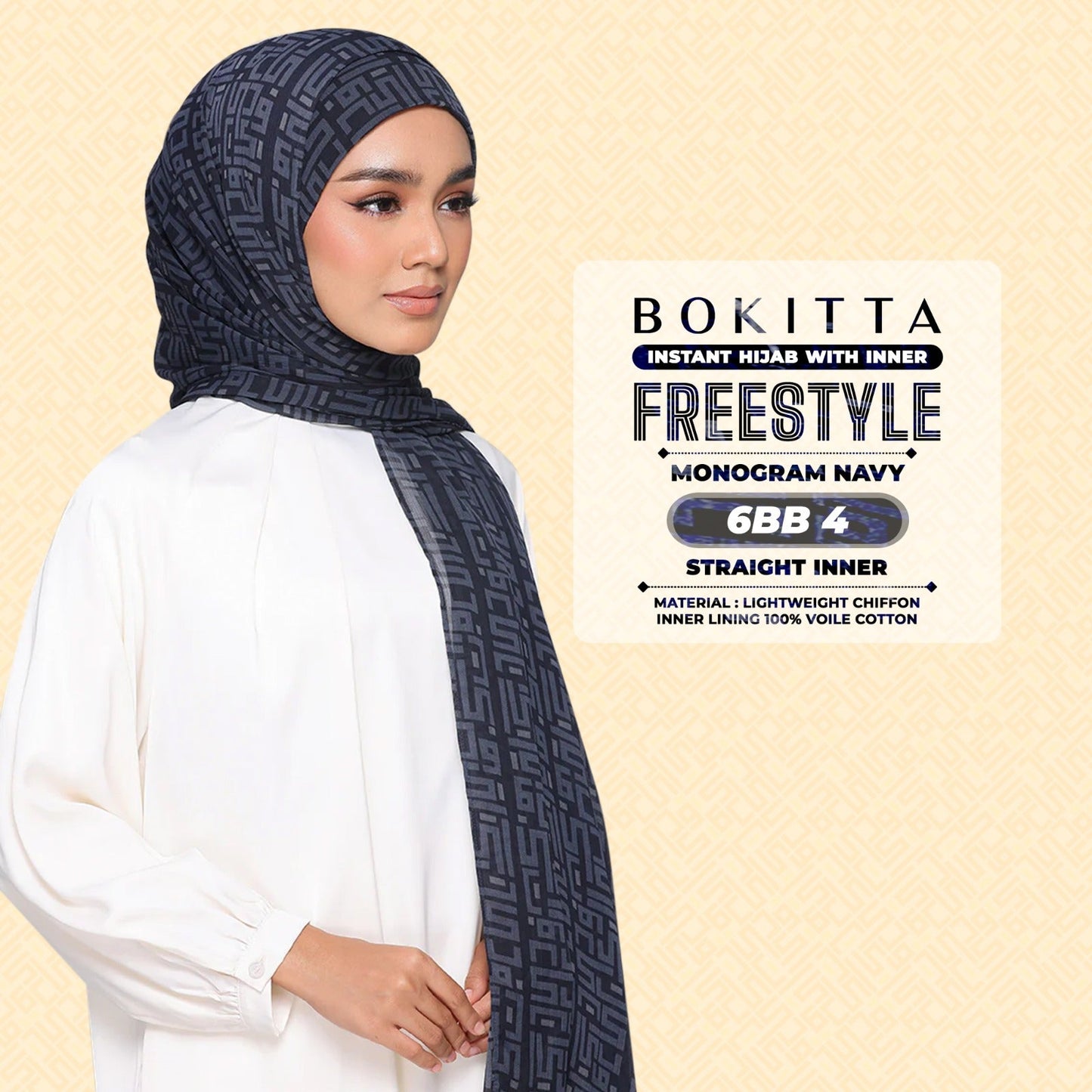 Bokitta Inspired Monogram 2 In Navy Collection - Free Box