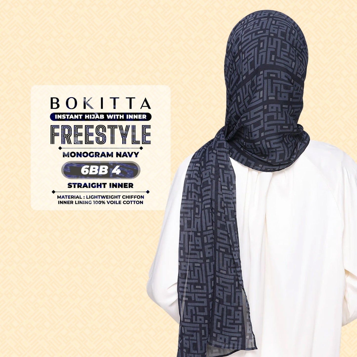 Bokitta Inspired Monogram 2 In Navy Collection - Free Box