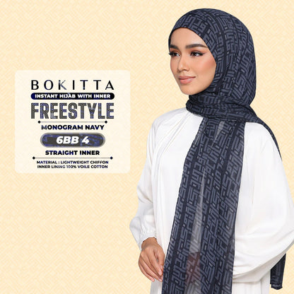 Bokitta Inspired Monogram 2 In Navy Collection - Free Box