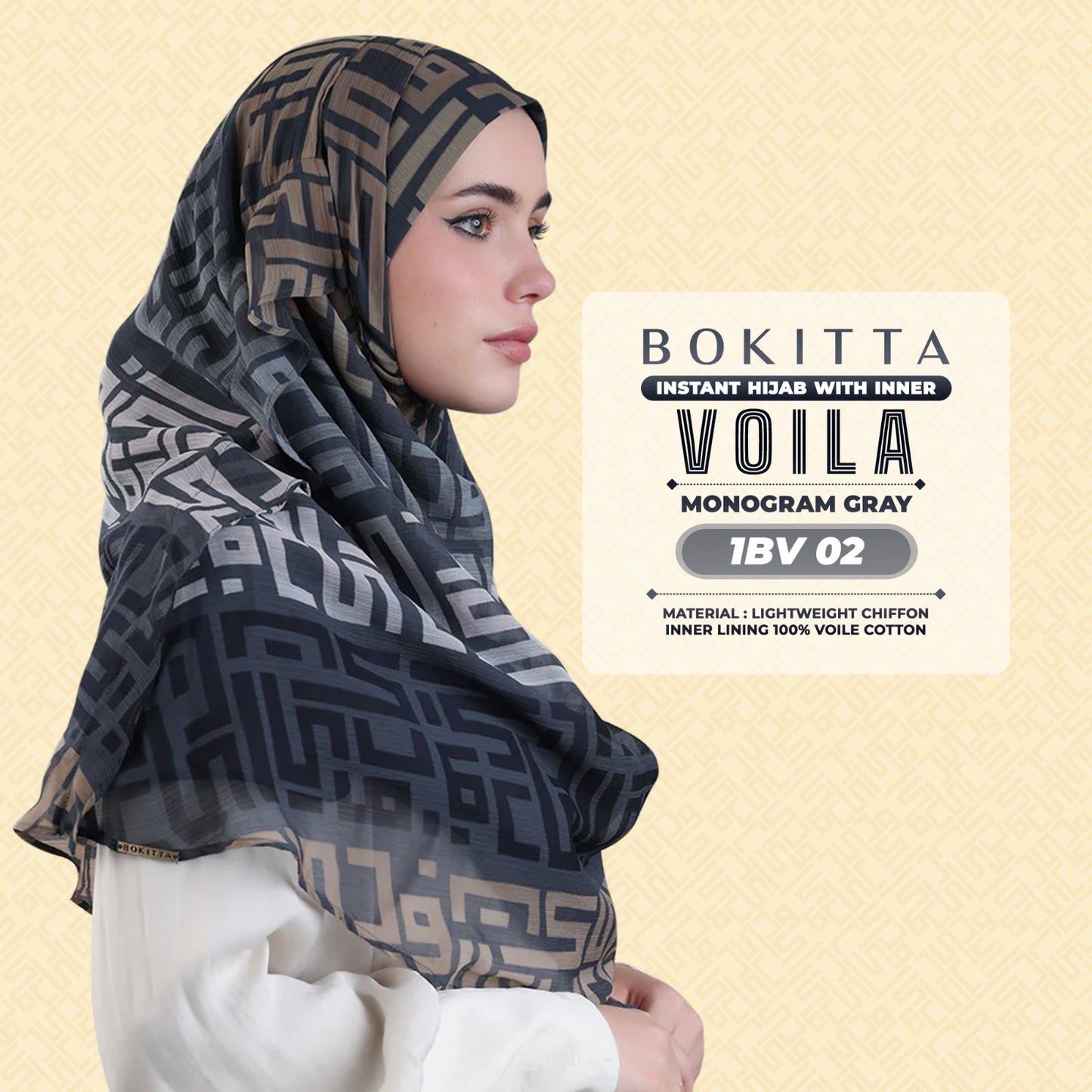 Bokitta Hijab Inspired Monogram Voila Printed Collection