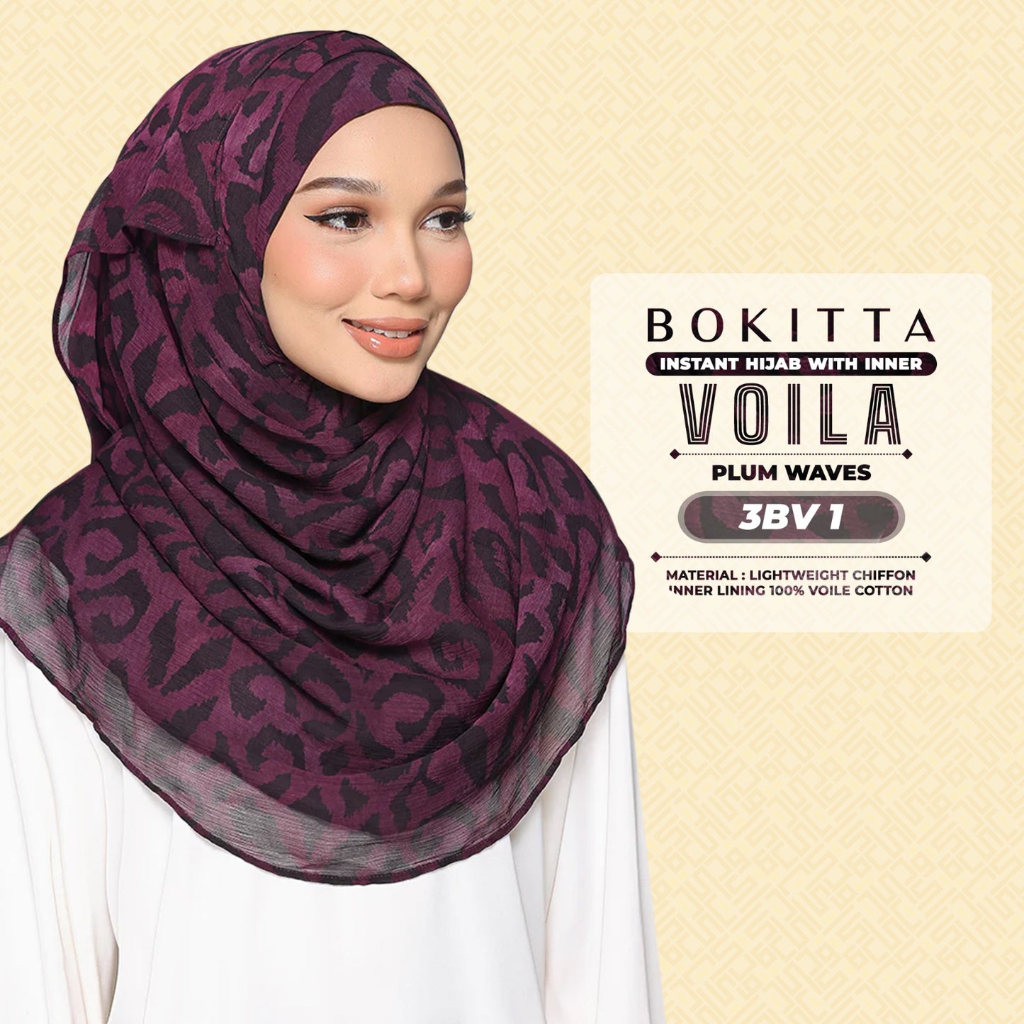 Bokitta Hijab Inspired Plum Waves Freestyle & Voila With Inner Collection