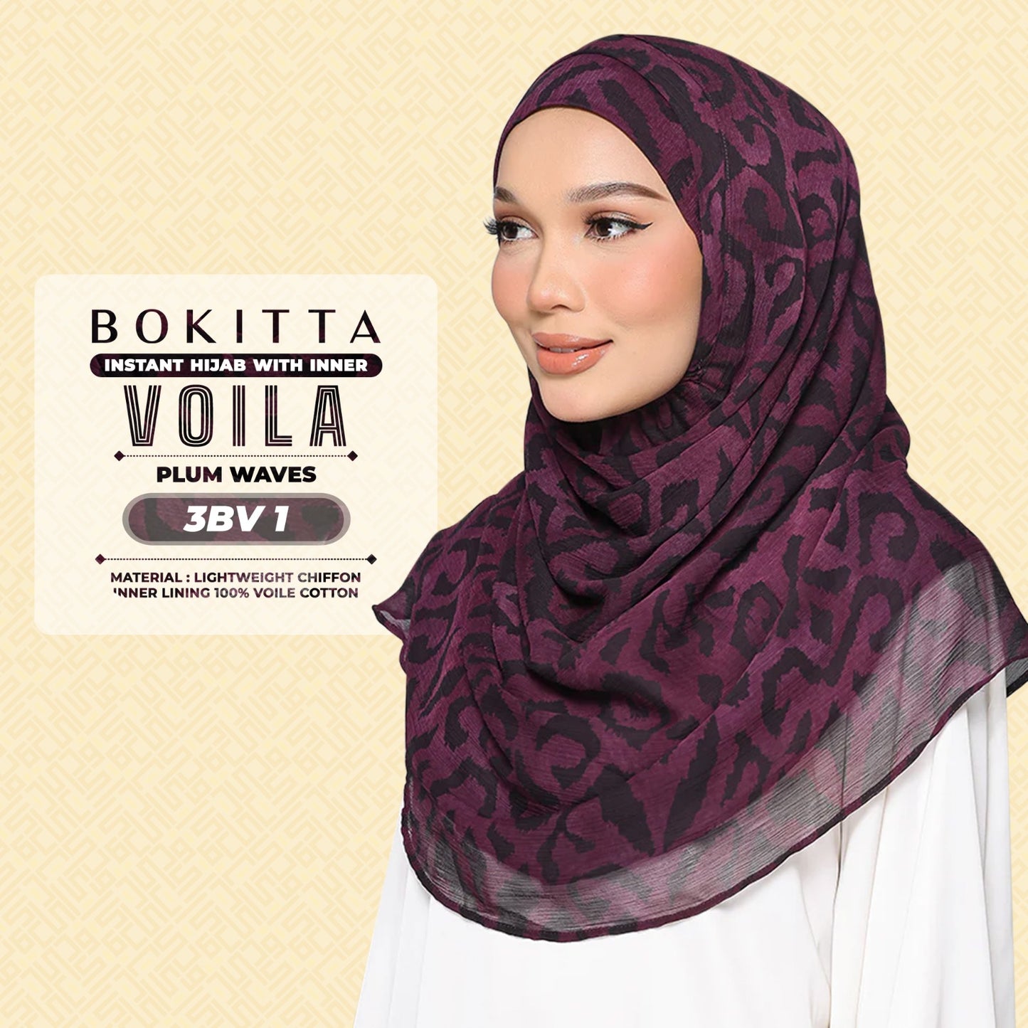 Bokitta Hijab Inspired Plum Waves Freestyle & Voila With Inner Collection