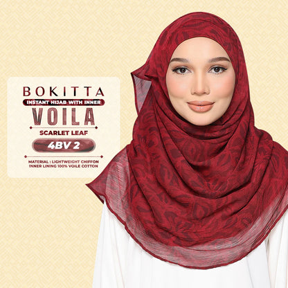 Bokitta Hijab Inspired Bushwood Leaf, Scarlet-Leaf Freestyle & Voila With Inner Collection