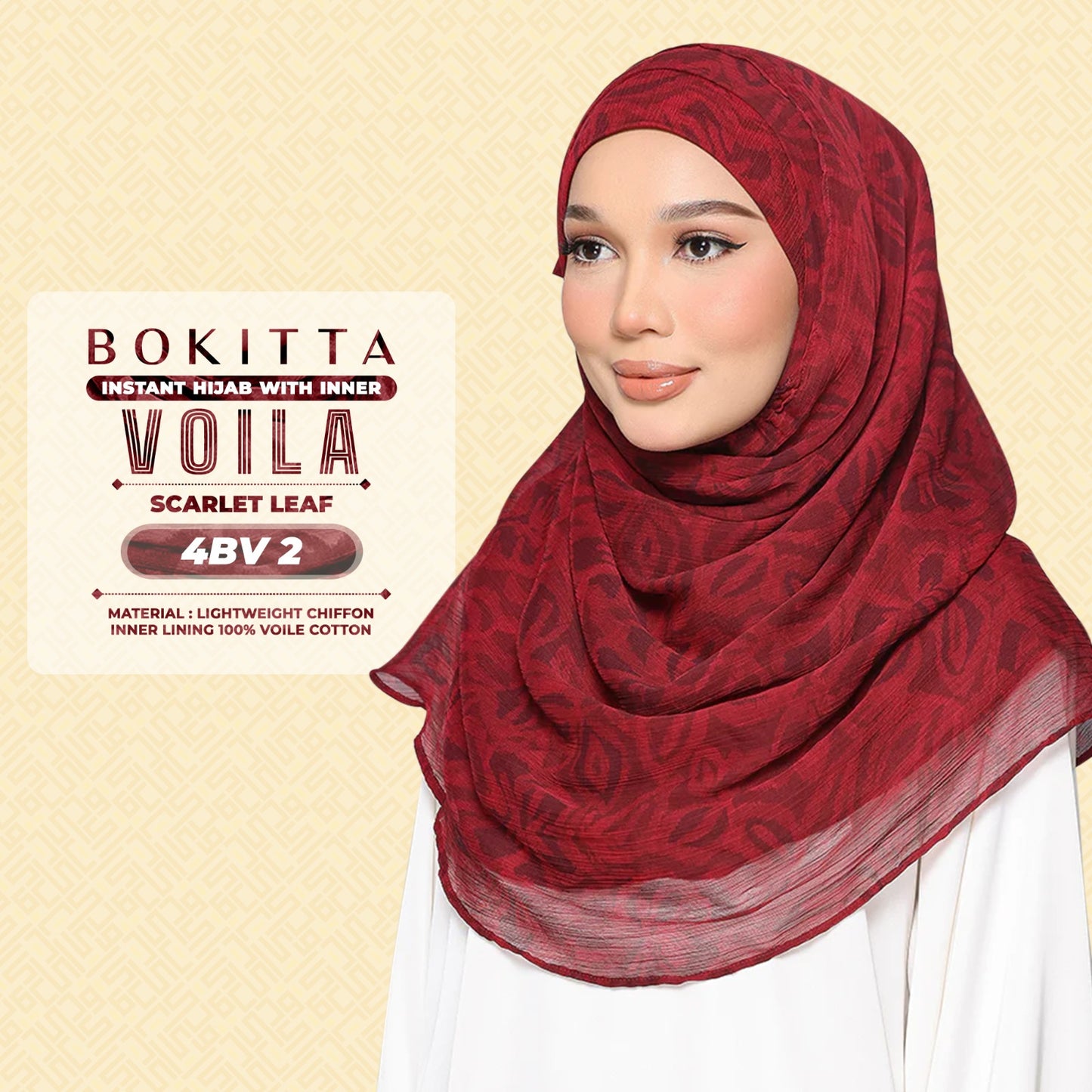 Bokitta Hijab Inspired Bushwood Leaf, Scarlet-Leaf Freestyle & Voila With Inner Collection