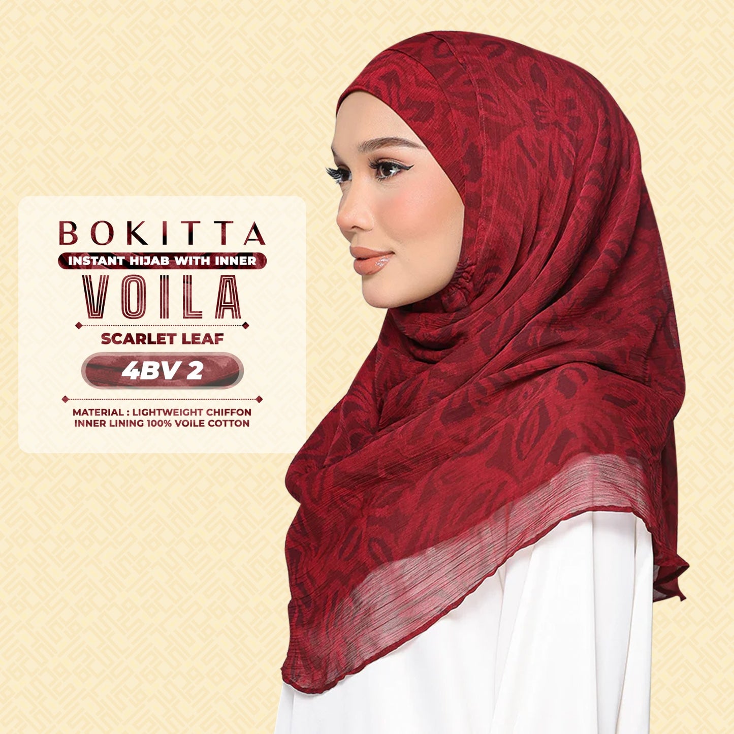 Bokitta Hijab Inspired Bushwood Leaf, Scarlet-Leaf Freestyle & Voila With Inner Collection