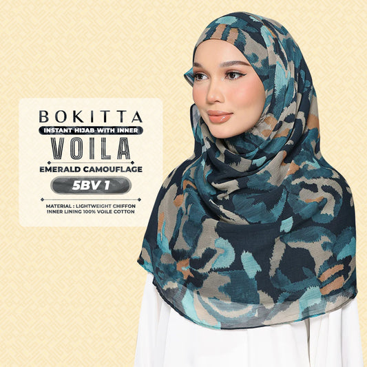 Bokitta Hijab Inspired Emerald Camouflag Freestyle & Voila With Inner Collection