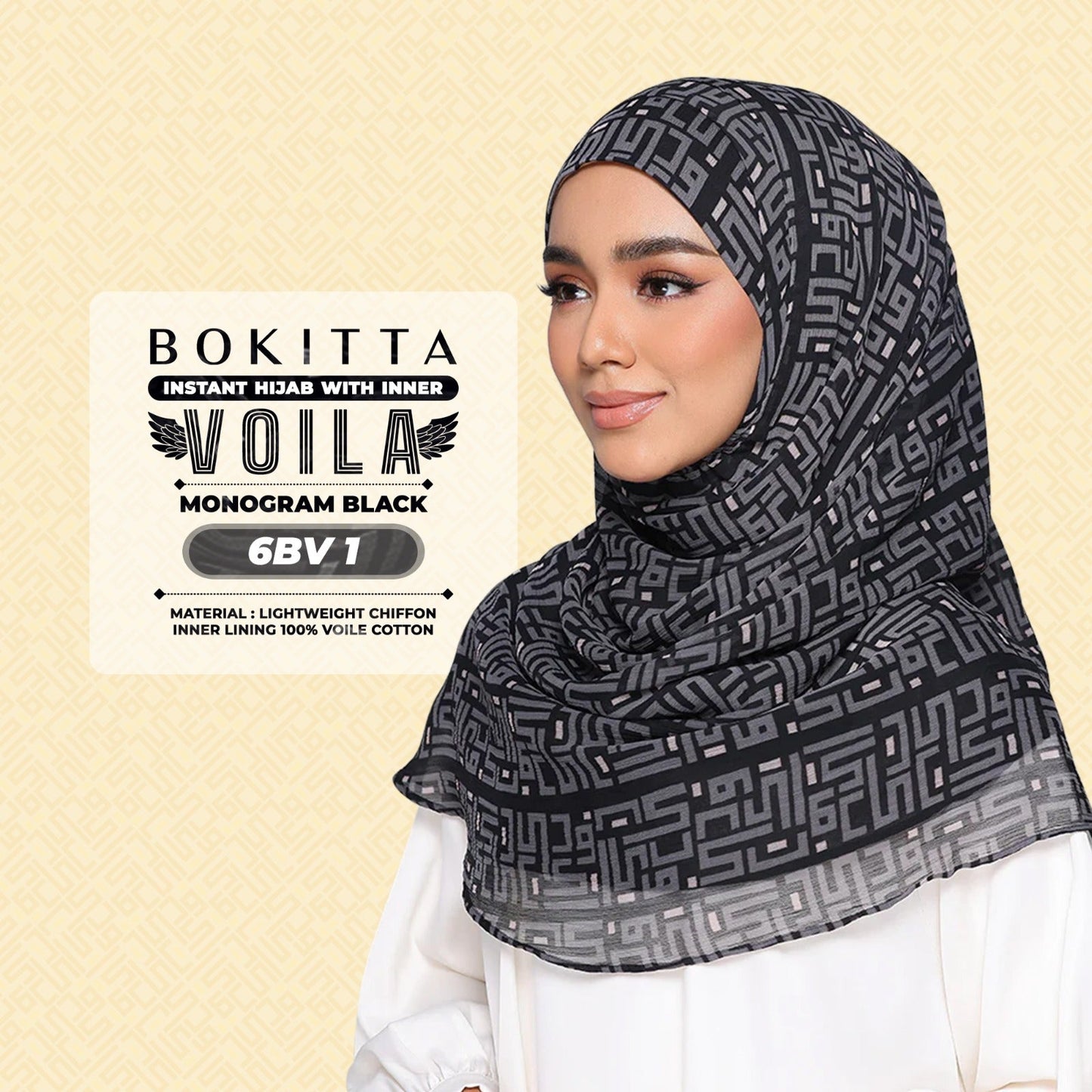 Bokitta Inspired Monogram 2 In Black Collection - Free Box