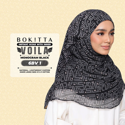 Bokitta Hijab Inspired Monogram 2 Voila Printed Collection